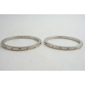 Coach Bangle Bracelet Set Silver Crystal Accents Good